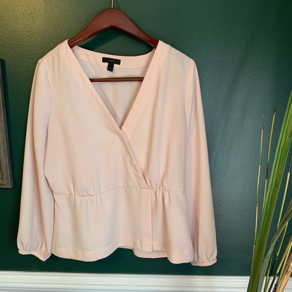J. Crew Faux Wrap Top in Blush